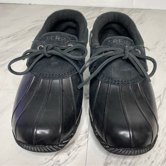 Sperry Salt Water 1 Eye Black Duck Shoe Bootie 8 - Picture 11 of 15